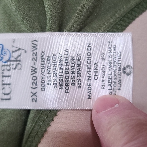 Terra & Sky Womens Swimsuit One Piece Black Floral Adjustable Straps 2X(20-22W) - Picture 9 of 14